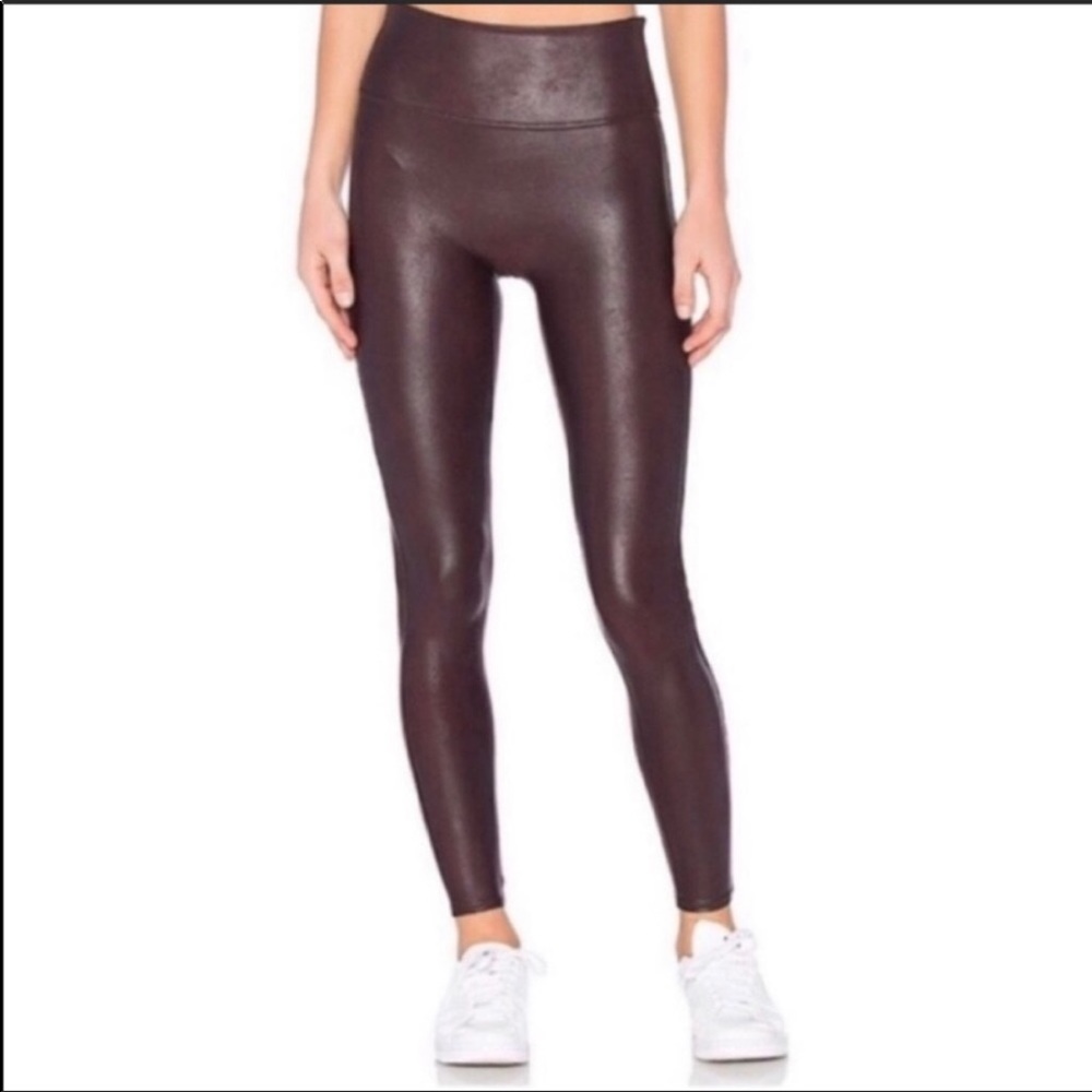 Spanx wine red burgundy faux leather leggings M